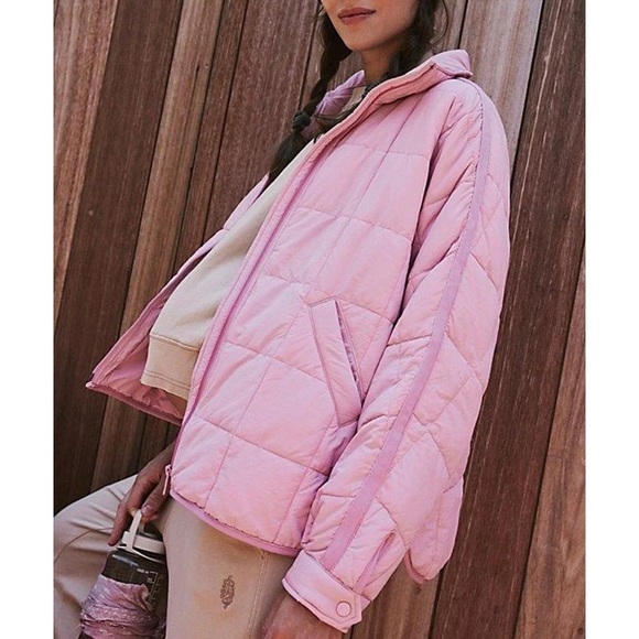 NWT new Free People x Hatch pippa packable puffer jacket in pink haze - Picture 2 of 5